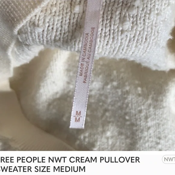 FREE PEOPLE Found My Friend Pullover Oversized Sweater in Ivory - Medium NWT